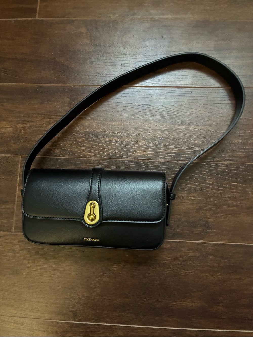 Frye Black Leather Crossbody with Gold-Tone Turnlock